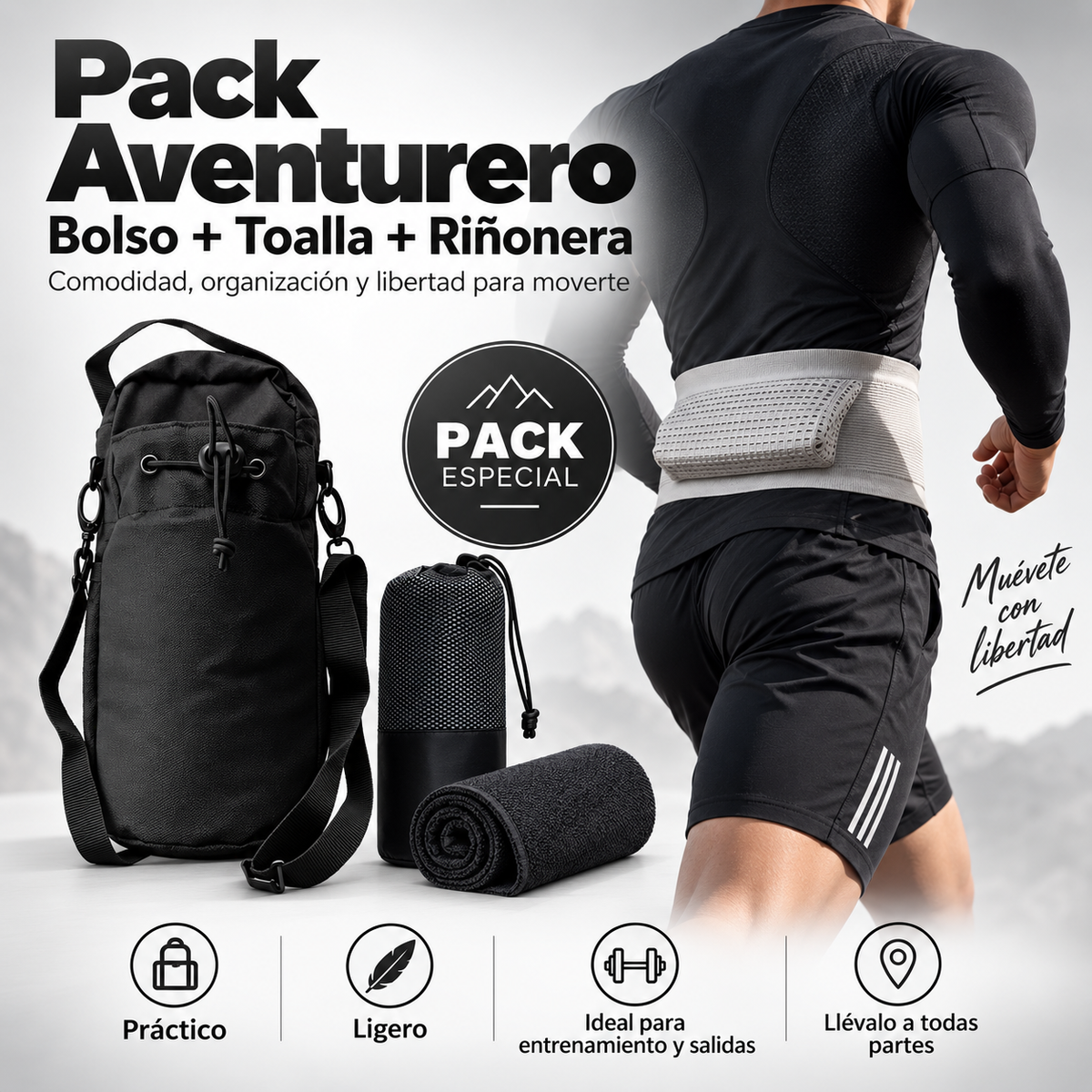 Pack Aventurero | Bolso + Toalla + Riñonera