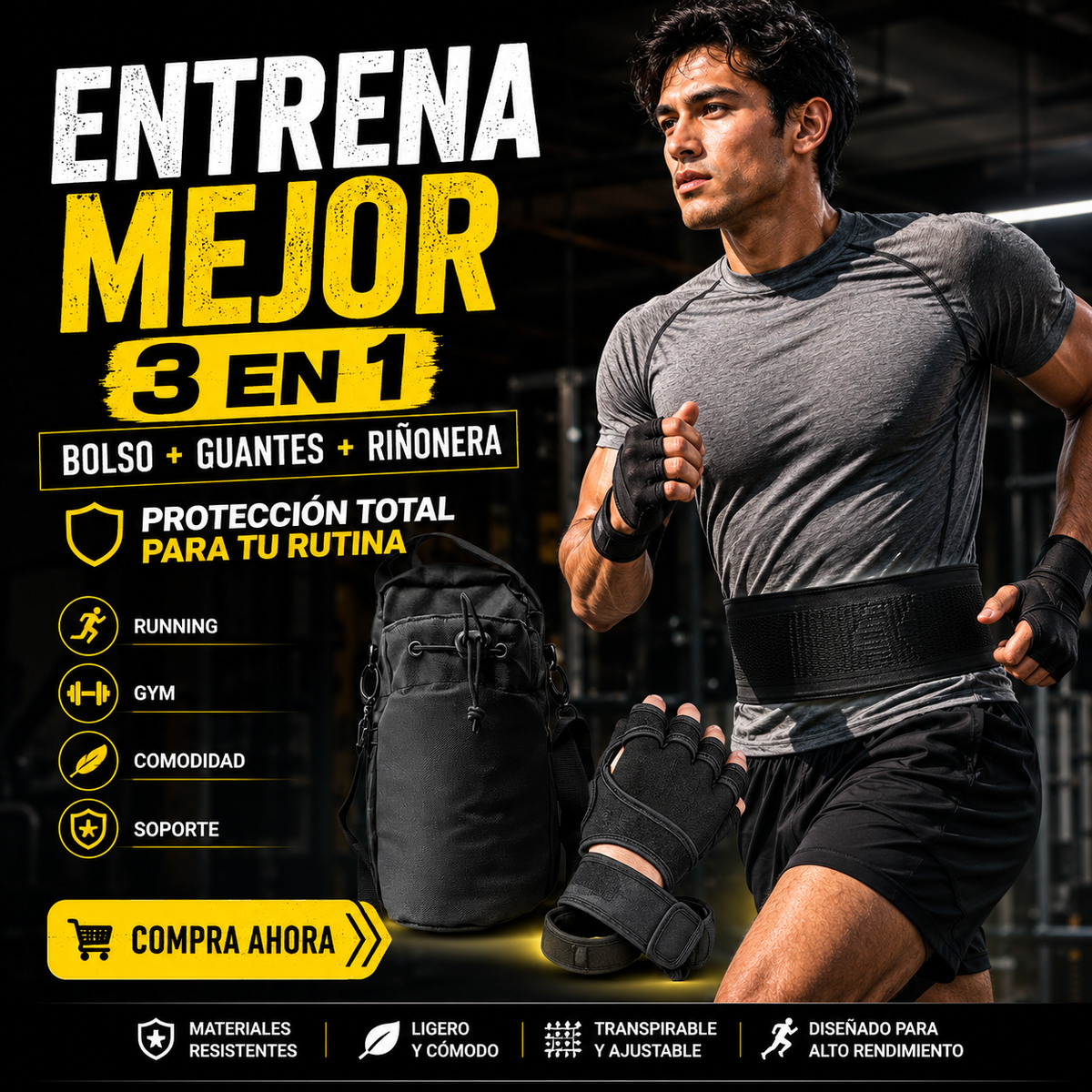 Pack Pro | Bolso + Guantes + Riñonera
