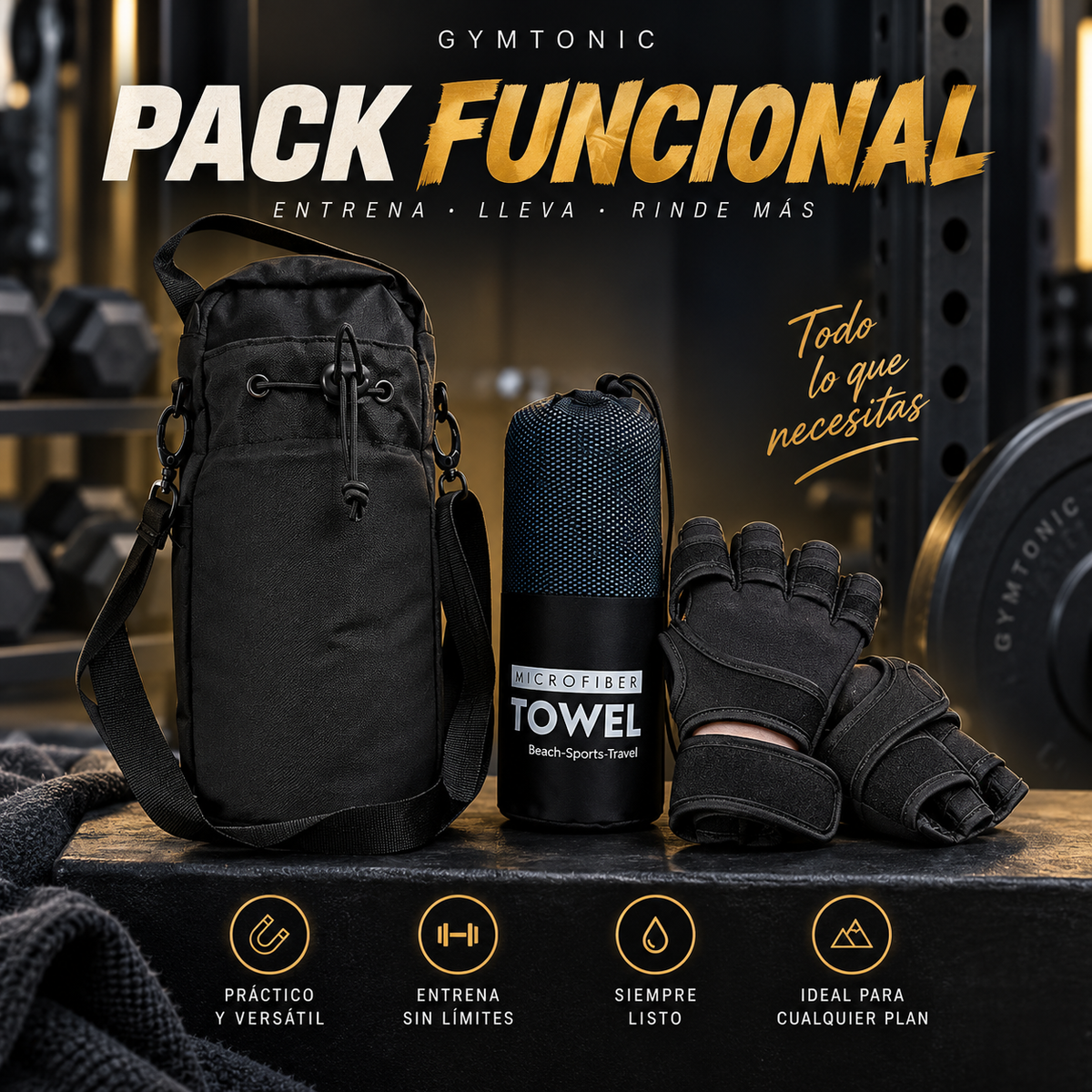 Pack Funcional | Bolso Magnético + Guantes + Toalla